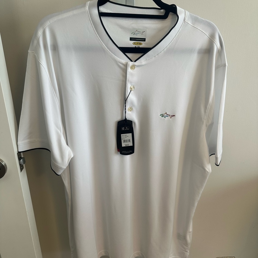 Greg Norman White Polo with Black Trim, NWT, Size XL